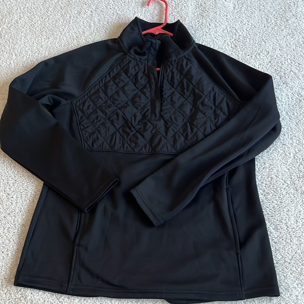 Avia Activewear Long Sleeves 1/4 Zip Quilted Front  Pocket Top Hoddie Sz M Black - Picture 8 of 9